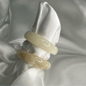 Acrylic Resin Ring Set - Milky Vanilla / Clay Creek Marble